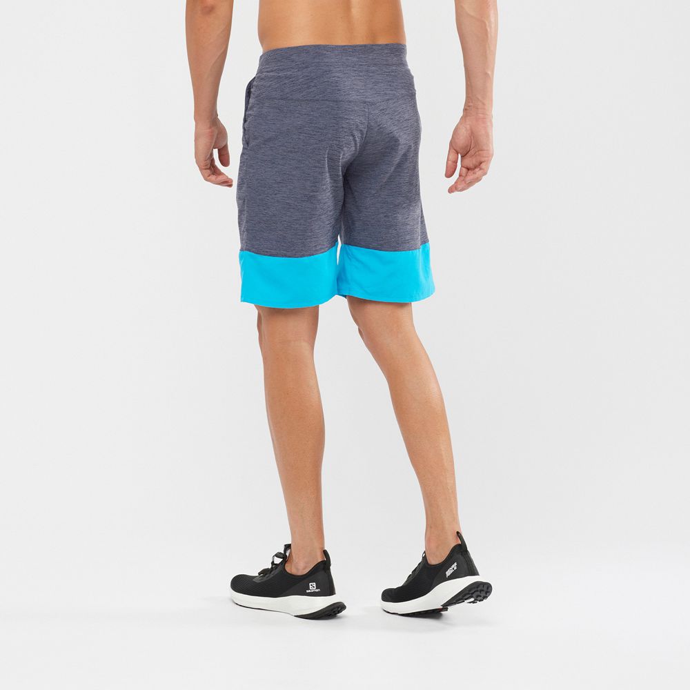 Men's Salomon XA TRAINING Shorts Grey / Sky Blue | LCMVFB-693