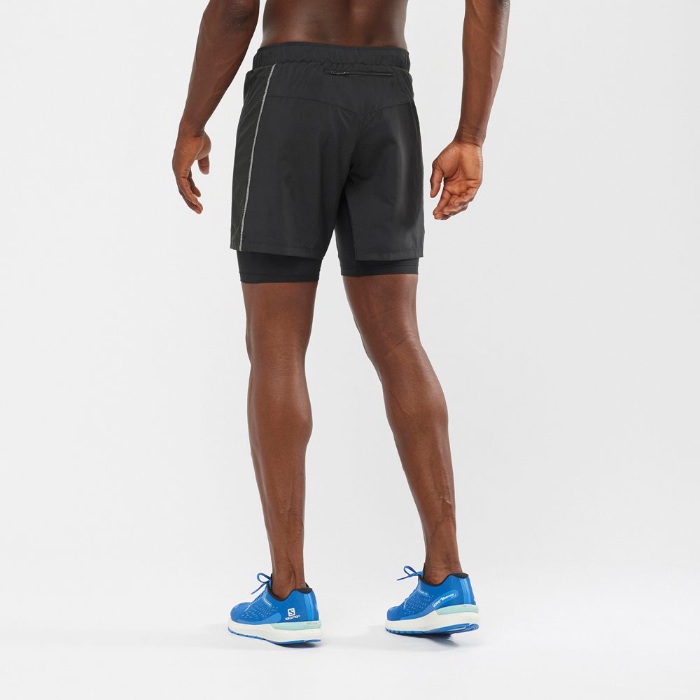 Men's Salomon XA TWINSKIN Shorts Black | PFGHBX-103