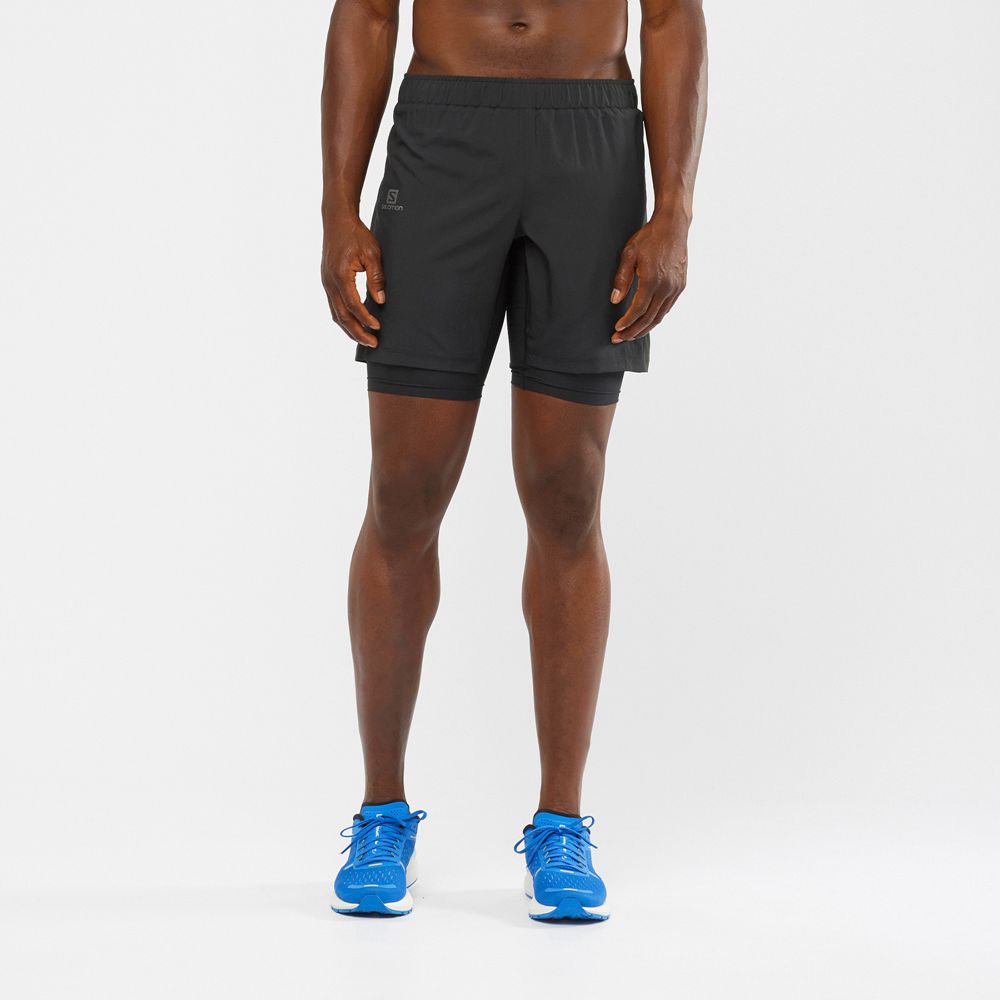 Men\'s Salomon XA TWINSKIN Shorts Black | PFGHBX-103