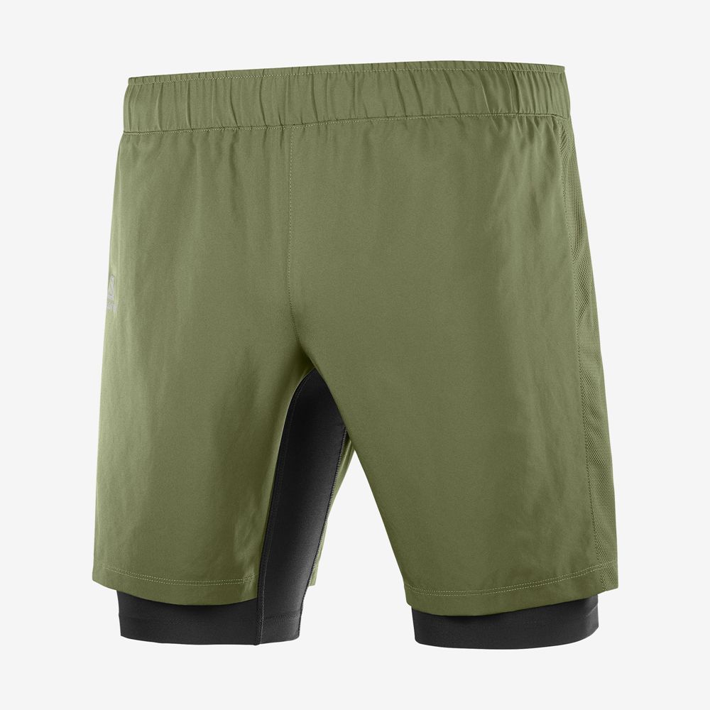 Men's Salomon XA TWINSKIN Shorts Olive | JPRQIW-476