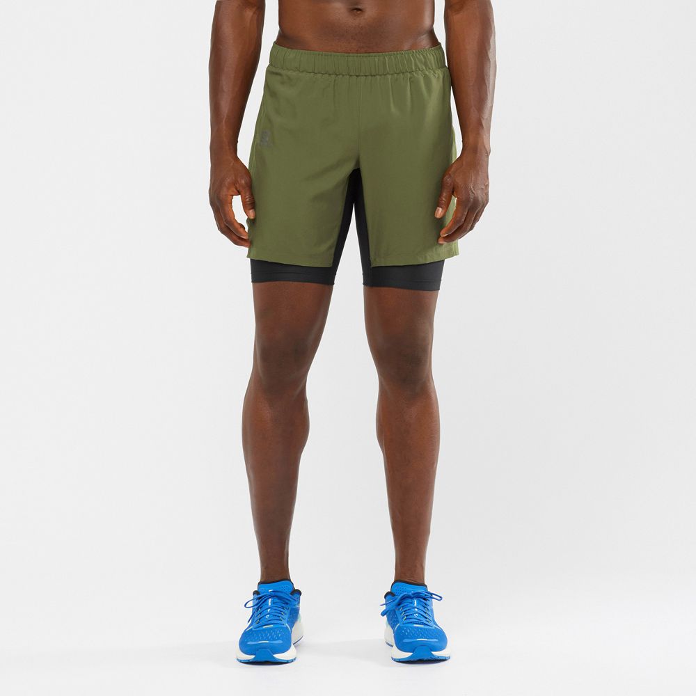 Men\'s Salomon XA TWINSKIN Shorts Olive | JPRQIW-476