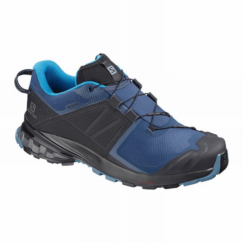 Men\'s Salomon XA WILD GORE-TEX Trail Running Shoes Blue / Black | WQCJXD-462