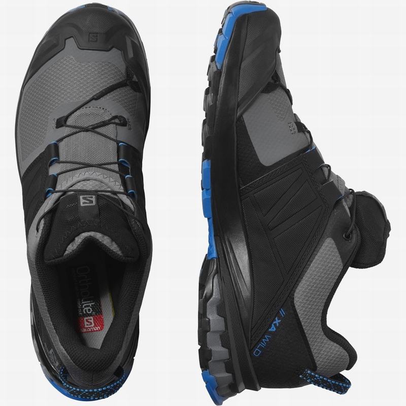 Men's Salomon XA WILD Trail Running Shoes Black / Blue | KFJVYS-431