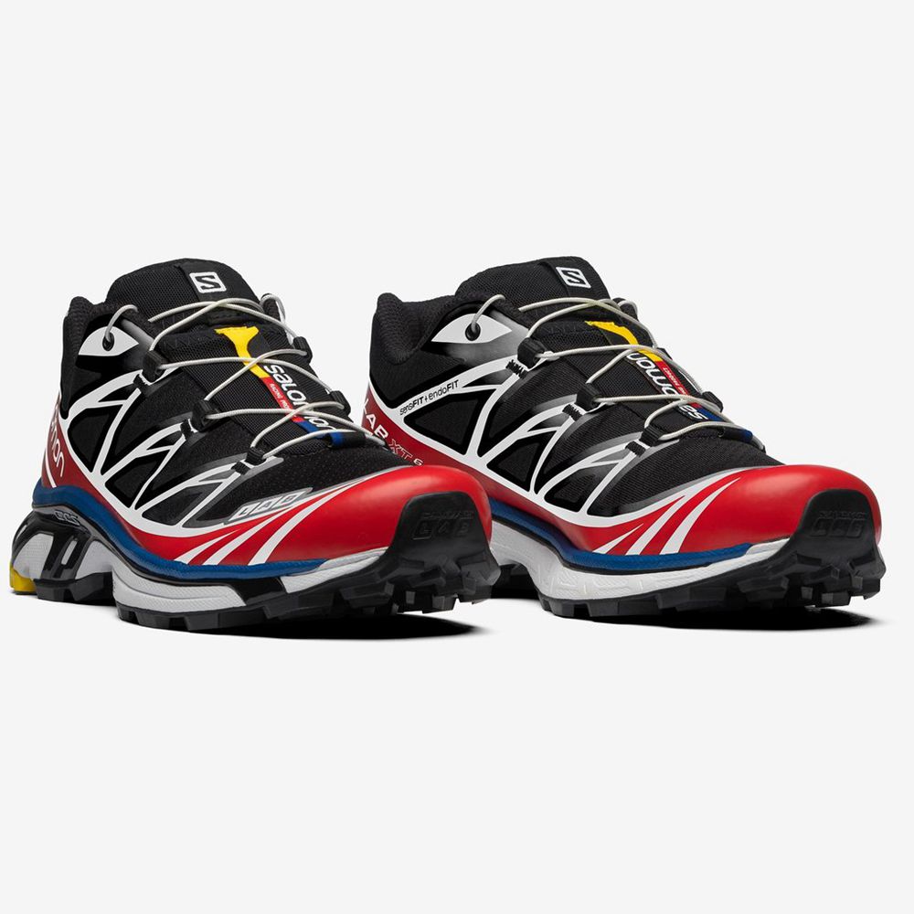 Men's Salomon XT-6 RACING Sneakers Black / White / Red | EFQOVS-958