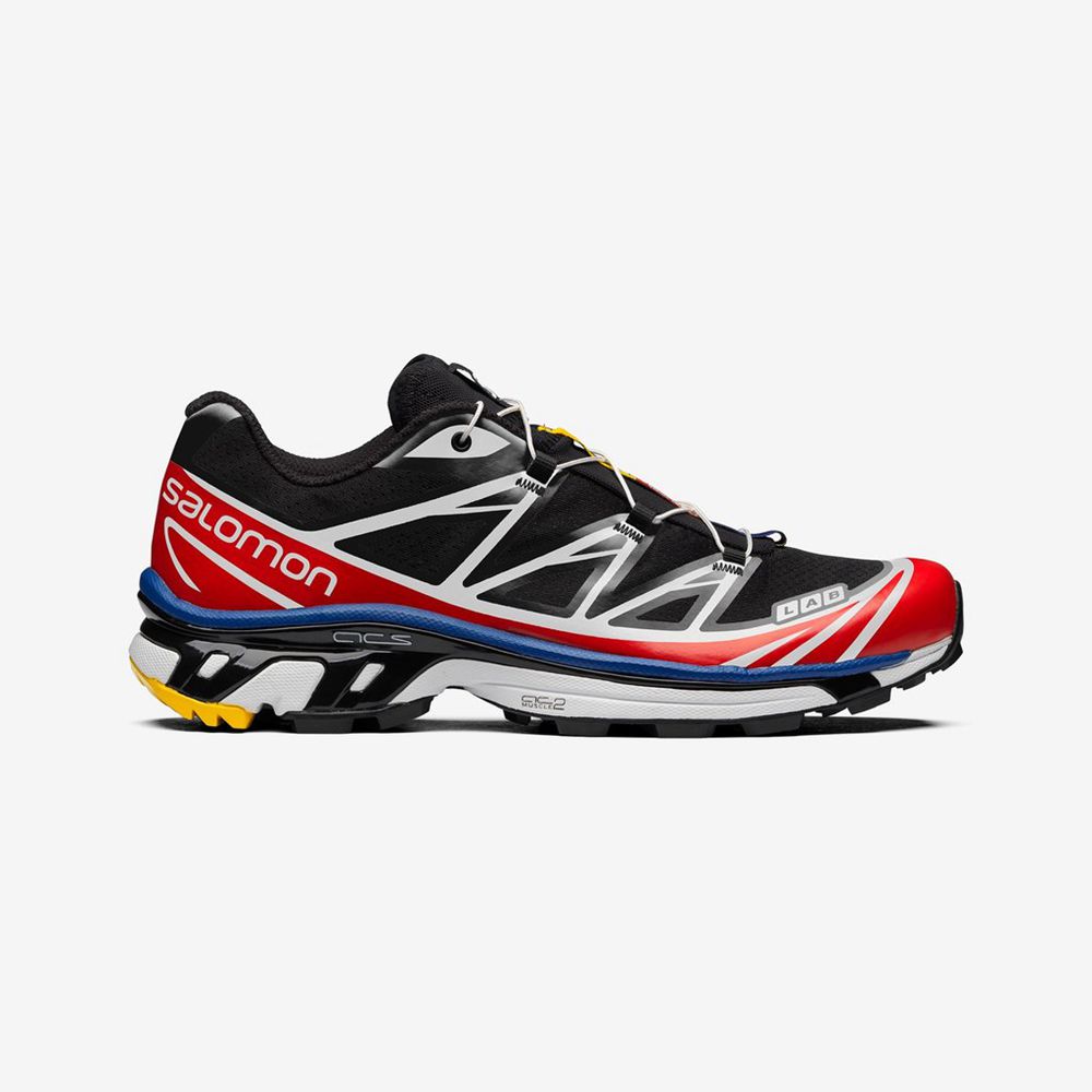 Men\'s Salomon XT-6 RACING Sneakers Black / White / Red | EFQOVS-958