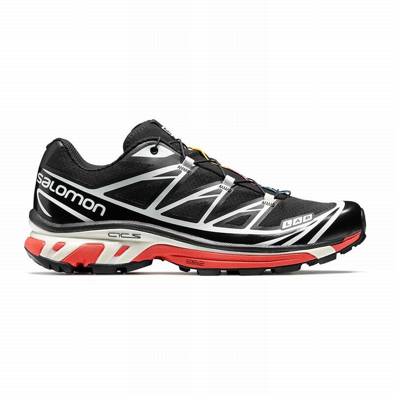 Men\'s Salomon XT-6 Trail Running Shoes Black / Red | HZFMJB-469