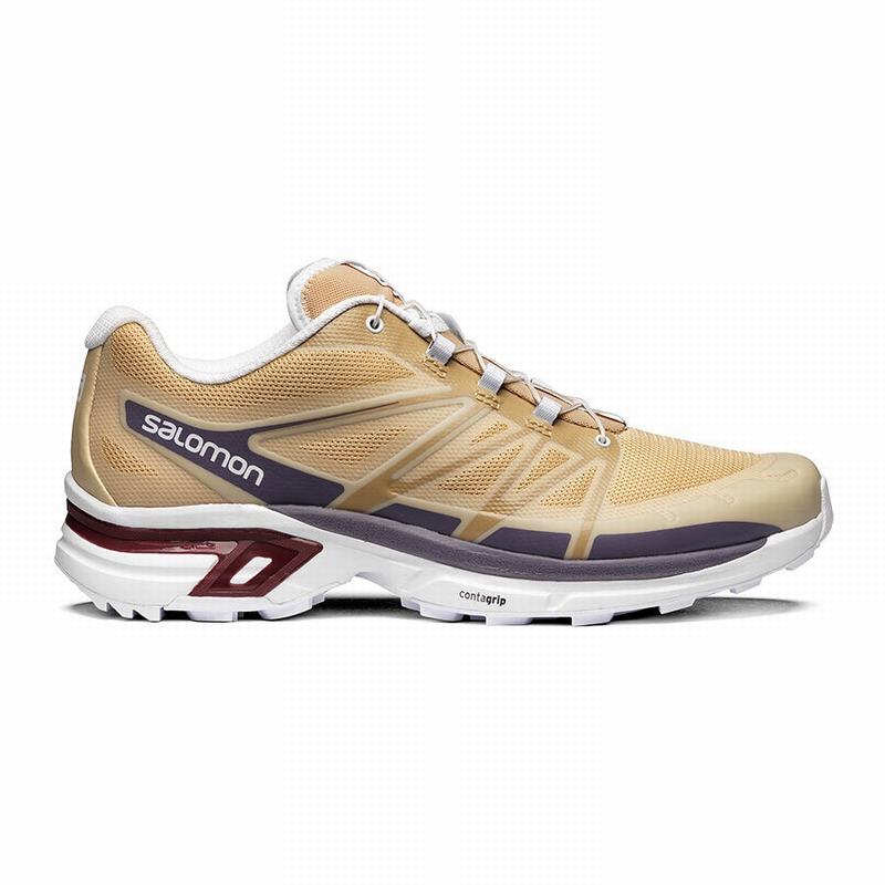 Men\'s Salomon XT-WINGS 2 Trail Running Shoes Khaki / White | OCPAUN-910