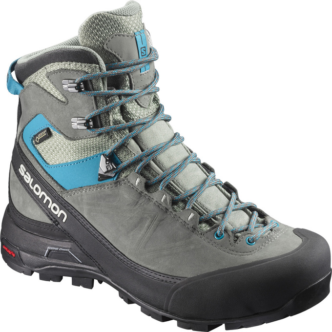 Men\'s Salomon X ALP MTN GTX W Hiking Boots Grey / Black | WQKIHA-746