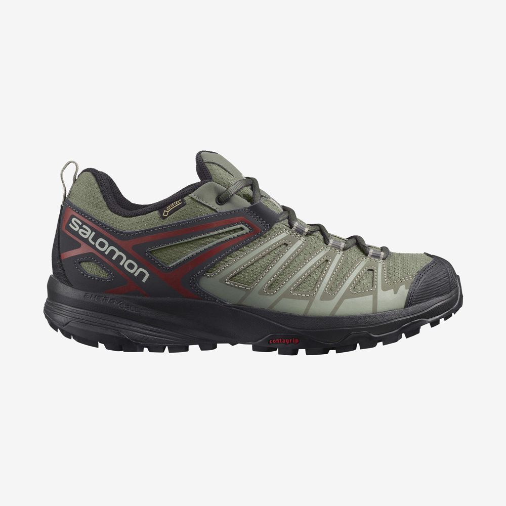 Men\'s Salomon X CREST GORE-TEX Hiking Shoes Olive Green | QEJDIL-591