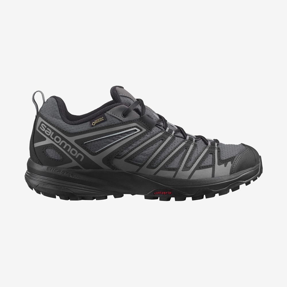 Men\'s Salomon X CREST GORE-TEX Hiking Shoes Black | RSVOPI-064