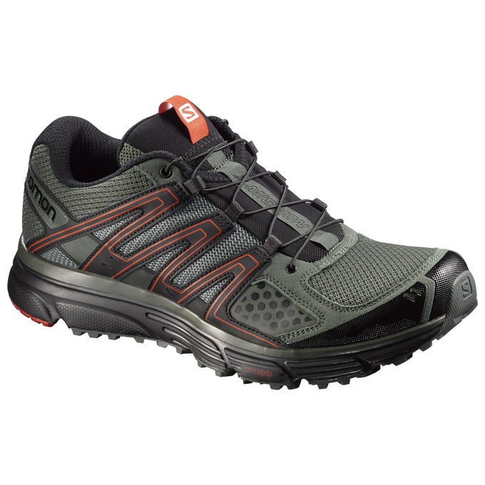 Men\'s Salomon X-MISSION 3 Trail Running Shoes Olive / Black | PCVQEH-640