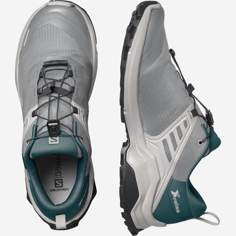 Men's Salomon X RAISE GORE-TEX Hiking Shoes Deep Grey / Turquoise | LKEOUD-703