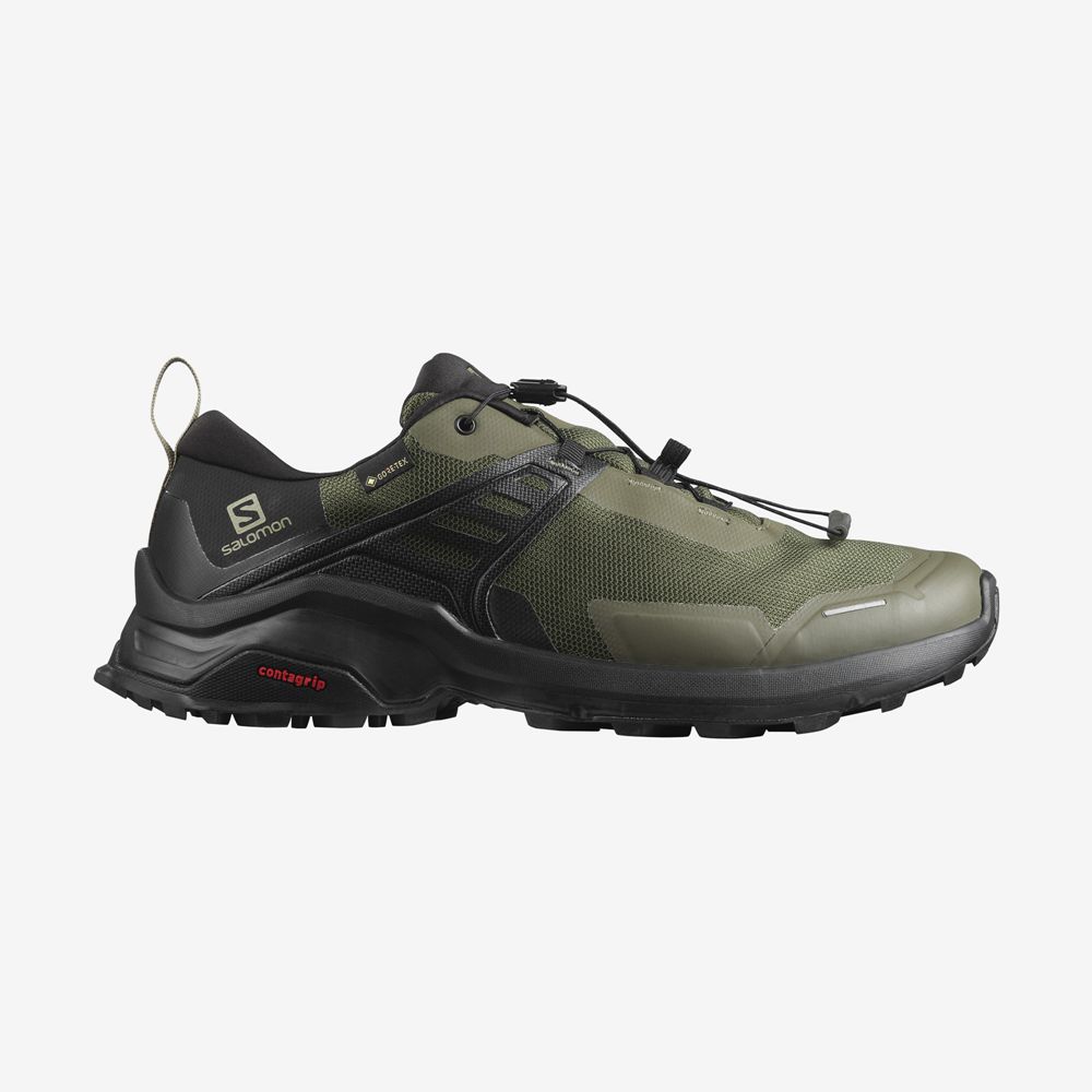 Men\'s Salomon X RAISE GORE-TEX Hiking Shoes Olive Green | OKGWYD-809