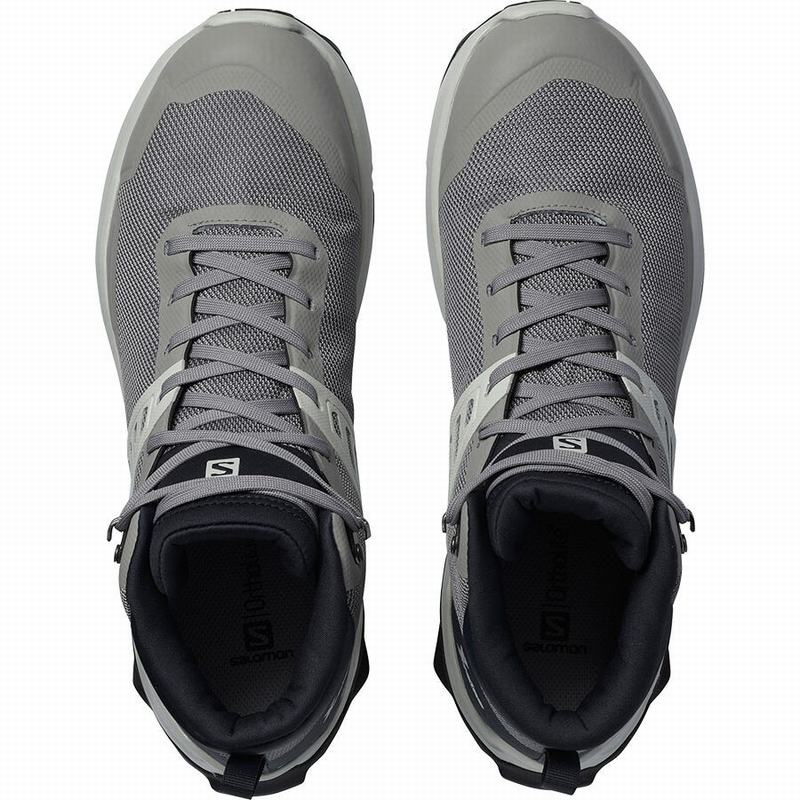 Men's Salomon X RAISE MID GORE-TEX Hiking Shoes Grey / Navy | DWRQAK-465