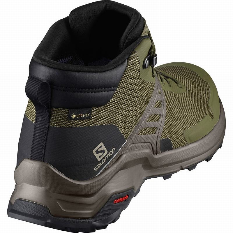 Men's Salomon X RAISE MID GORE-TEX Hiking Shoes Olive / Black | HVQCEA-467