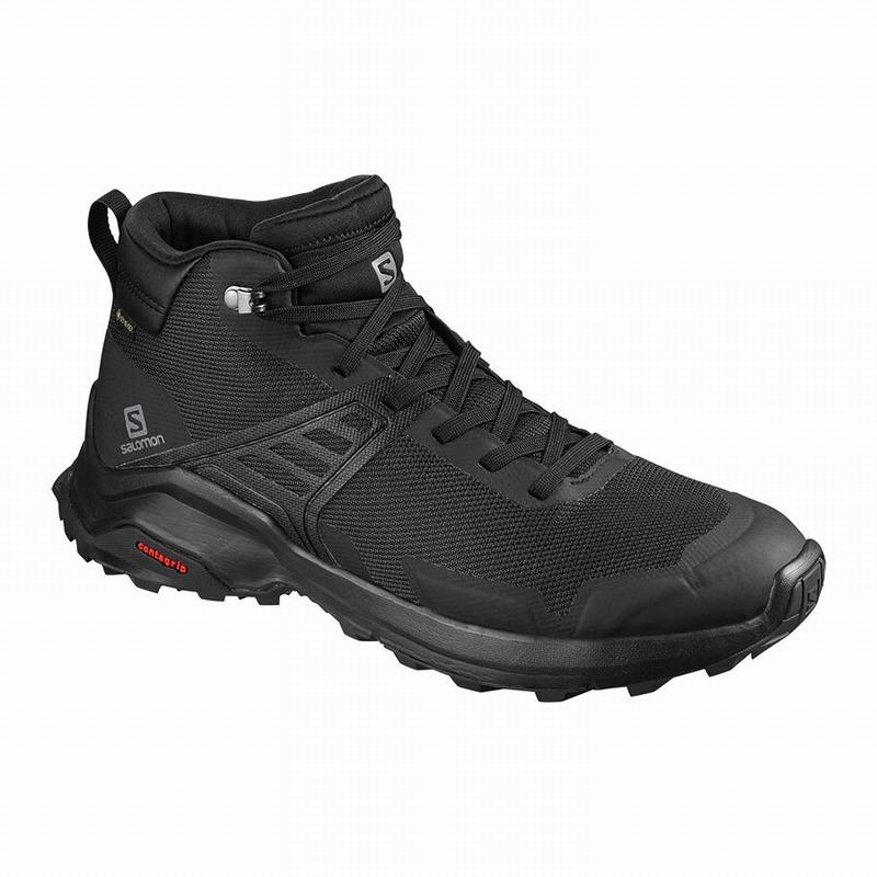 Men\'s Salomon X RAISE MID GORE-TEX Hiking Shoes Black | MRDPZG-971