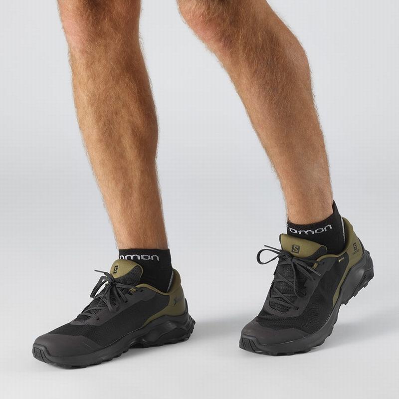 Men's Salomon X REVEAL GORE-TEX Hiking Shoes Dark Grey / Olive | BKSHRP-318