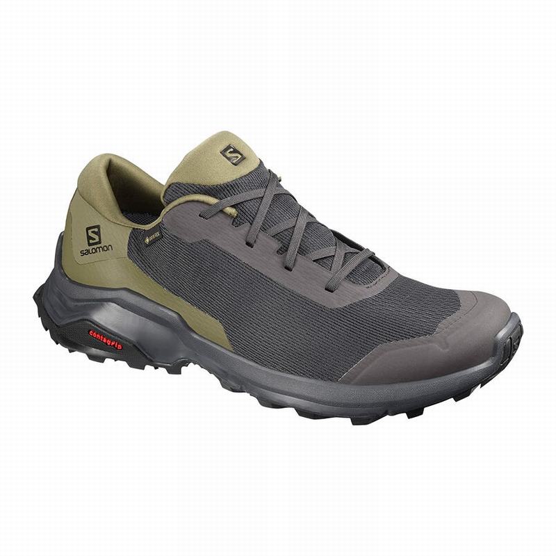 Men\'s Salomon X REVEAL GORE-TEX Hiking Shoes Dark Grey / Olive | BKSHRP-318
