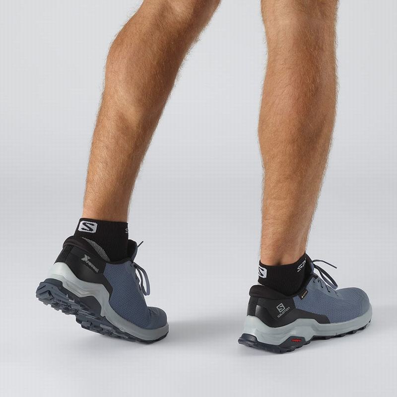 Men's Salomon X REVEAL GORE-TEX Hiking Shoes Blue / Black | RYVKGL-415