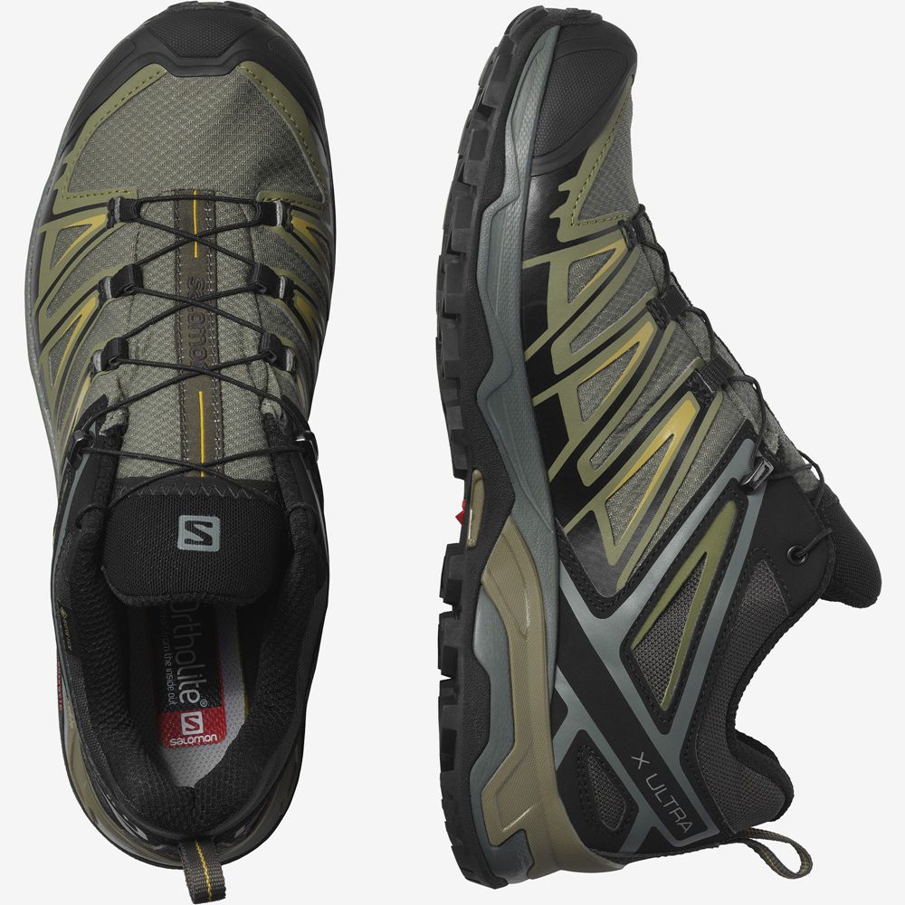 Men's Salomon X ULTRA 3 GORE-TEX Hiking Shoes Gold | GCXIVS-681