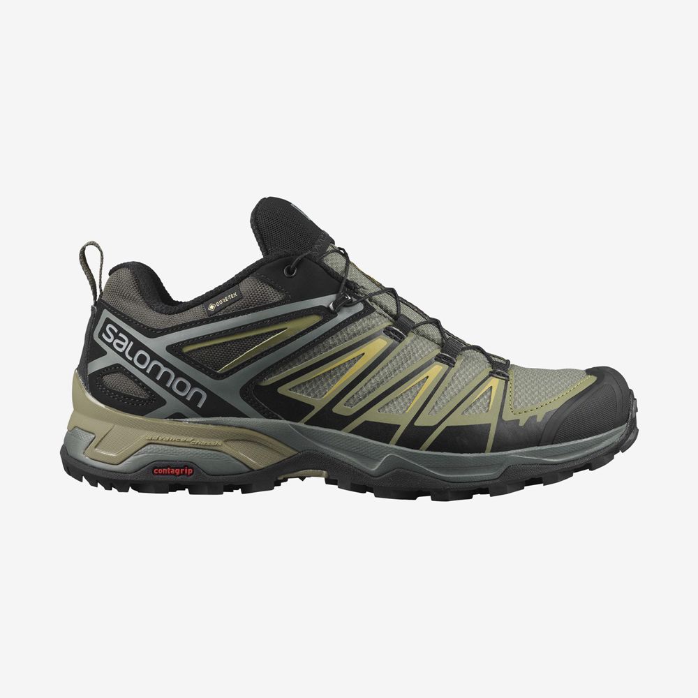 Men\'s Salomon X ULTRA 3 GORE-TEX Hiking Shoes Gold | GCXIVS-681
