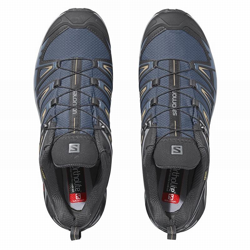 Men's Salomon X ULTRA 3 GORE-TEX Hiking Shoes Navy / Blue | XBTGDN-241