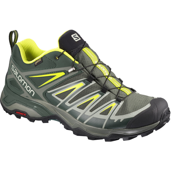 Men\'s Salomon X ULTRA 3 GTX Hiking Shoes Olive / Black | KTLFIS-650