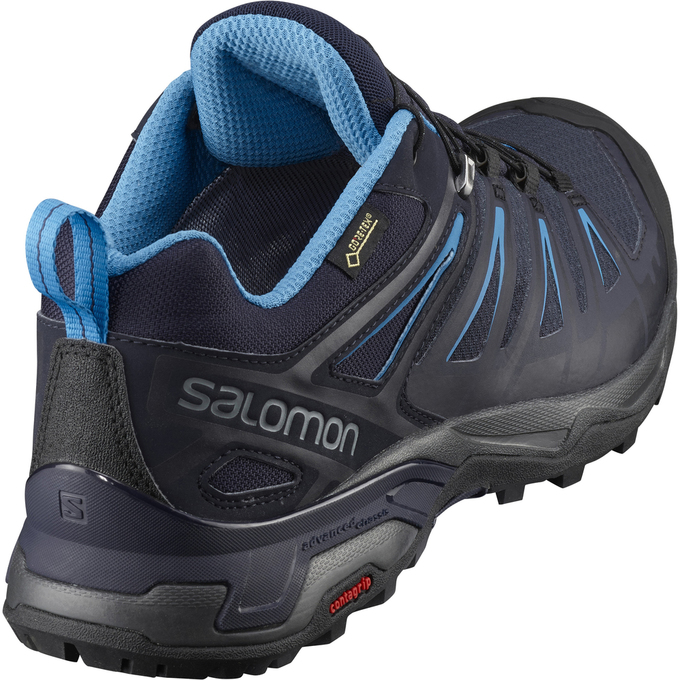 Men's Salomon X ULTRA 3 GTX Hiking Shoes Black / Blue | QBWNLM-810