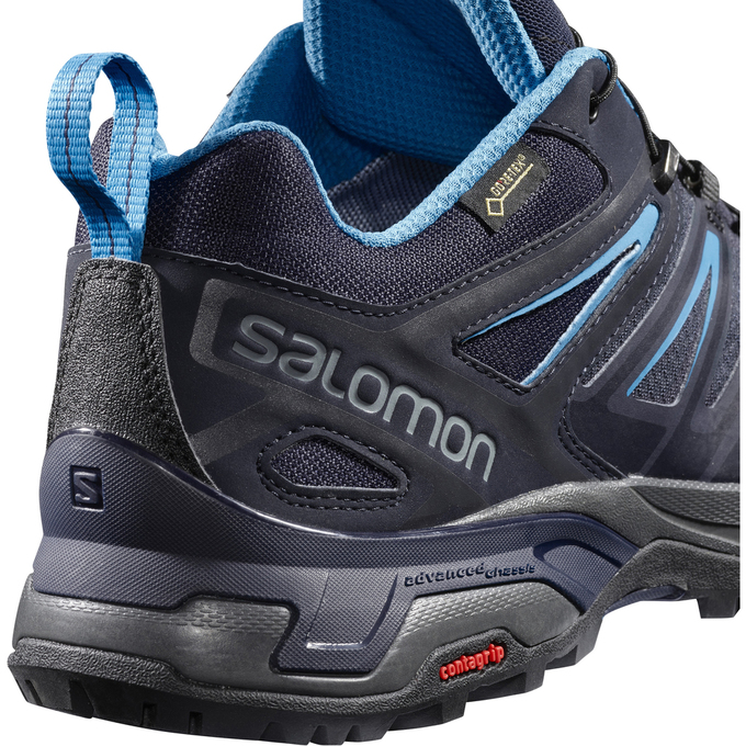 Men's Salomon X ULTRA 3 GTX Hiking Shoes Black / Blue | QBWNLM-810