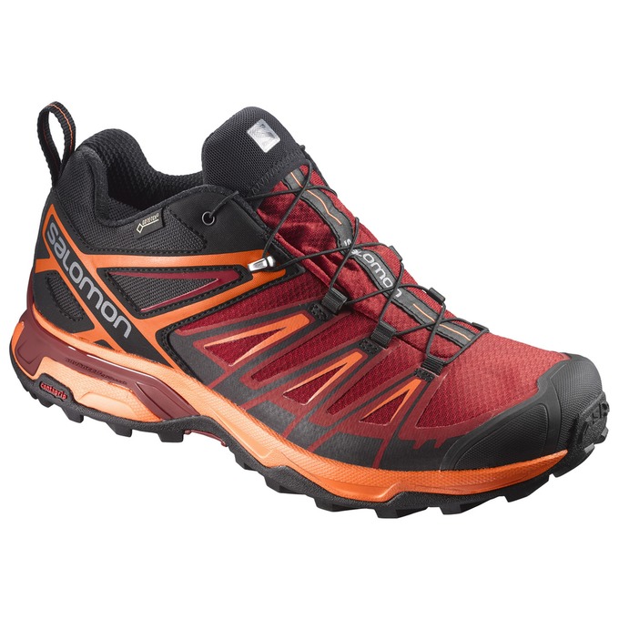 Men\'s Salomon X ULTRA 3 GTX Hiking Shoes Red / Orange | VMHTAP-935