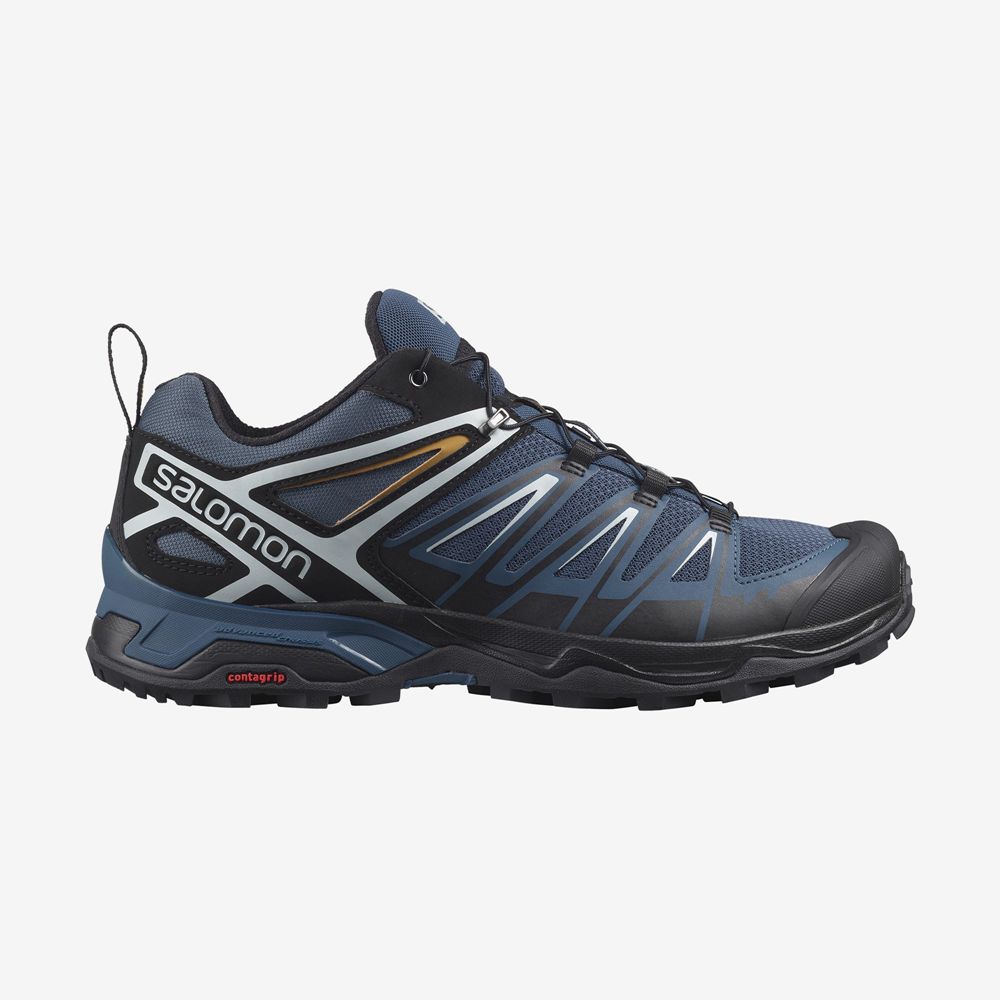 Men's Salomon X ULTRA 3 Hiking Shoes Dark Denim | DMHWLP-429