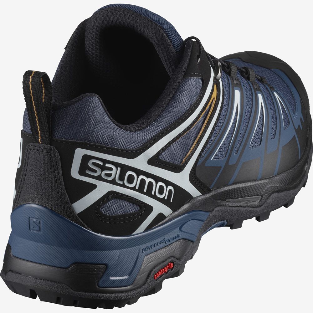 Men's Salomon X ULTRA 3 Hiking Shoes Dark Denim | DMHWLP-429