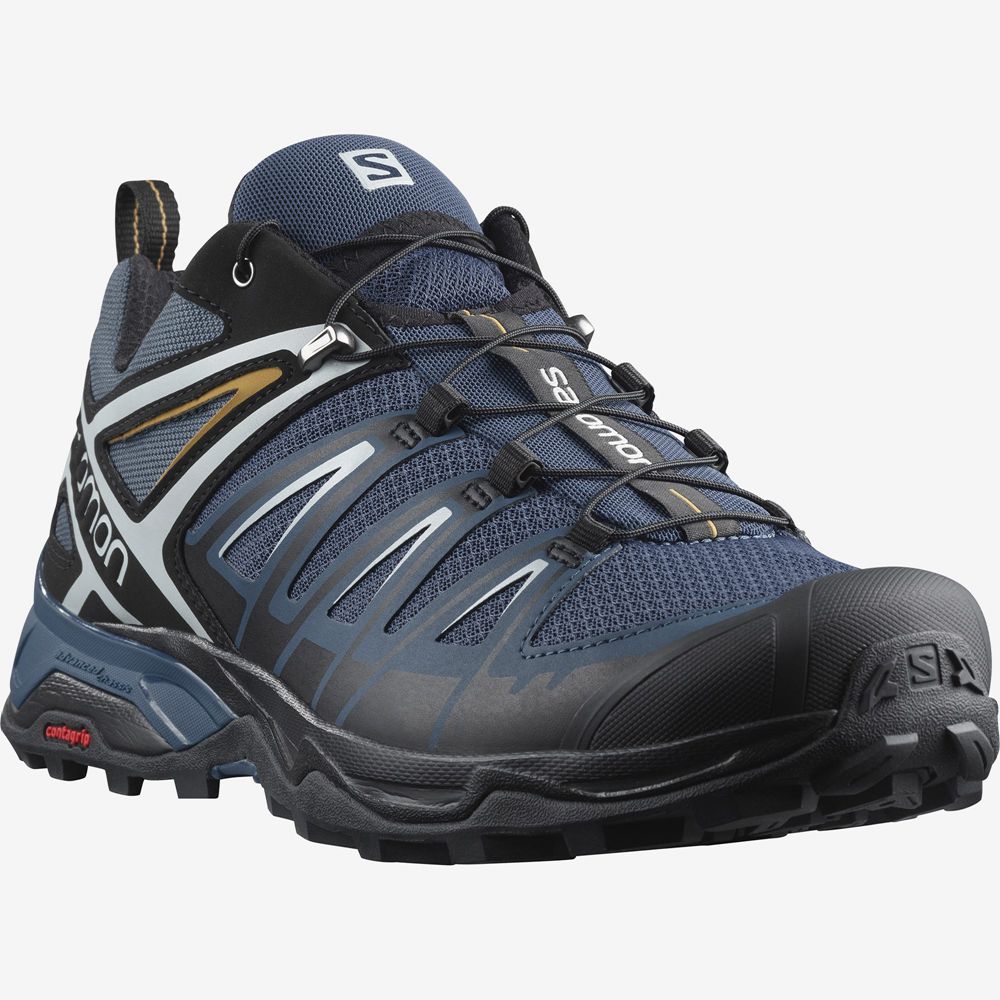 Men's Salomon X ULTRA 3 Hiking Shoes Dark Denim | DMHWLP-429