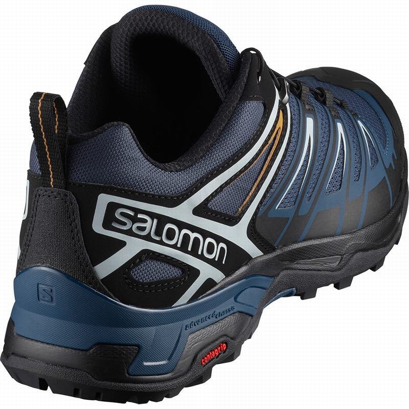 Men's Salomon X ULTRA 3 Hiking Shoes Navy / Black | GDFVYP-430