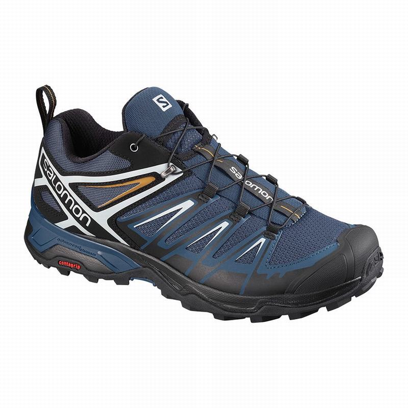 Men\'s Salomon X ULTRA 3 Hiking Shoes Navy / Black | GDFVYP-430