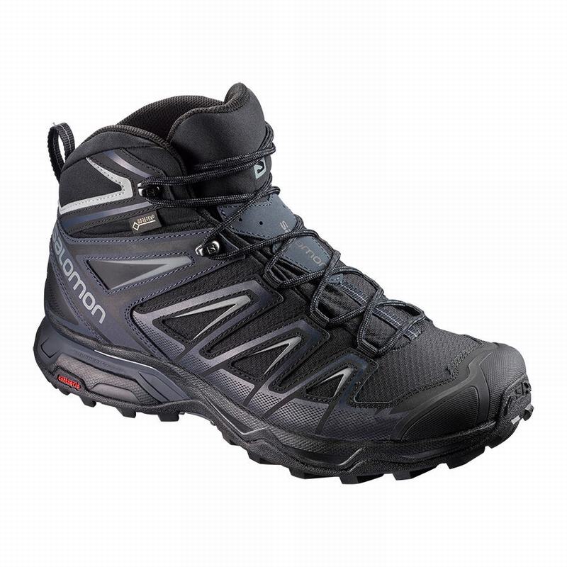 Men\'s Salomon X ULTRA 3 MID GORE-TEX Hiking Boots Black | FZEMUH-794