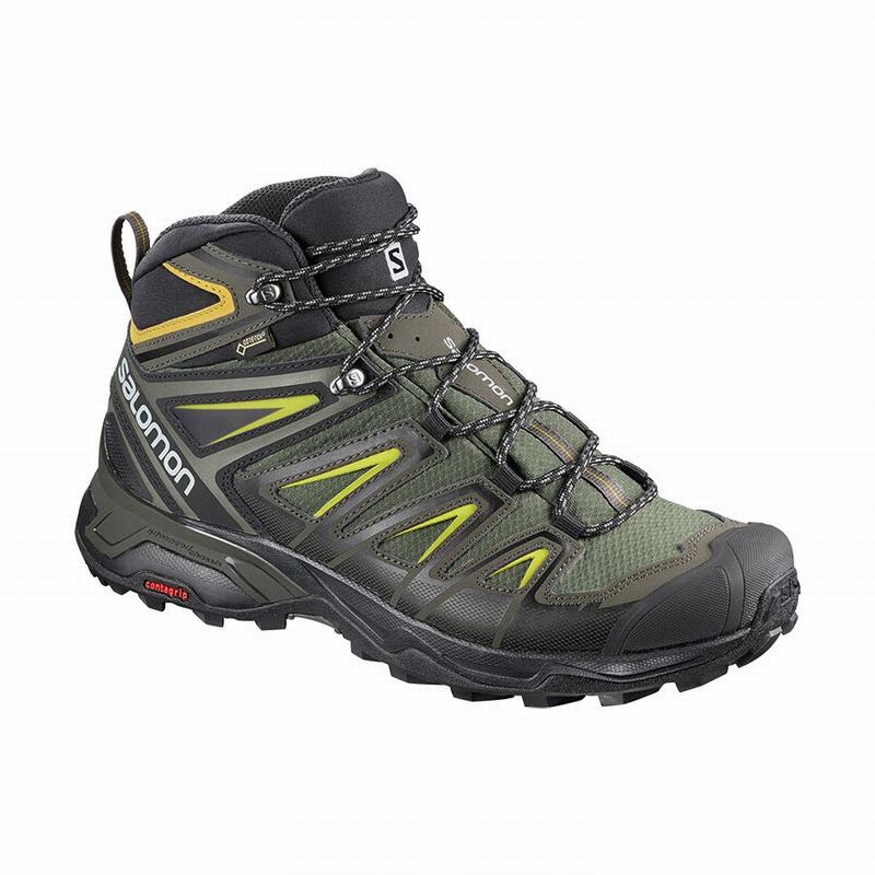 Men\'s Salomon X ULTRA 3 MID GORE-TEX Hiking Boots Grey / Black | QJBAZM-539