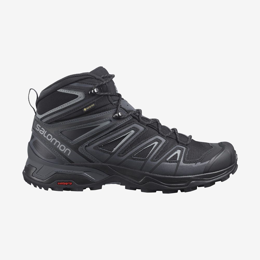 Men\'s Salomon X ULTRA 3 MID GORE-TEX Hiking Boots Black | WQAVES-630