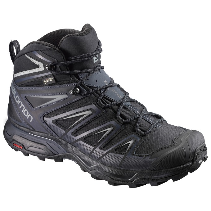 Men\'s Salomon X ULTRA 3 MID GTX Hiking Shoes Black | HPZESM-956
