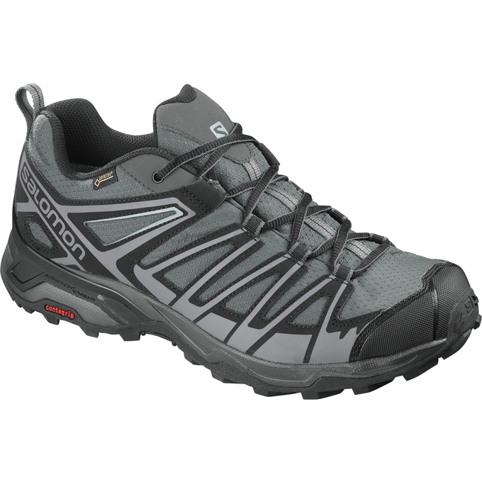 Men\'s Salomon X ULTRA 3 PRIME GTX Hiking Shoes Silver / Black | GEJZFH-149