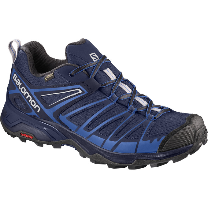 Men\'s Salomon X ULTRA 3 PRIME GTX Hiking Shoes Navy / Black | WGIPFJ-971