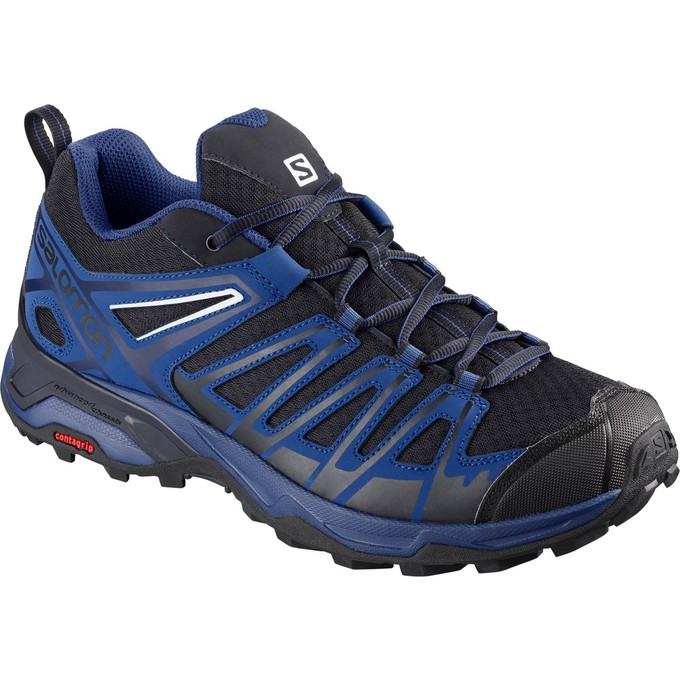 Men\'s Salomon X ULTRA 3 PRIME Hiking Shoes Blue / Black | SOURWV-437