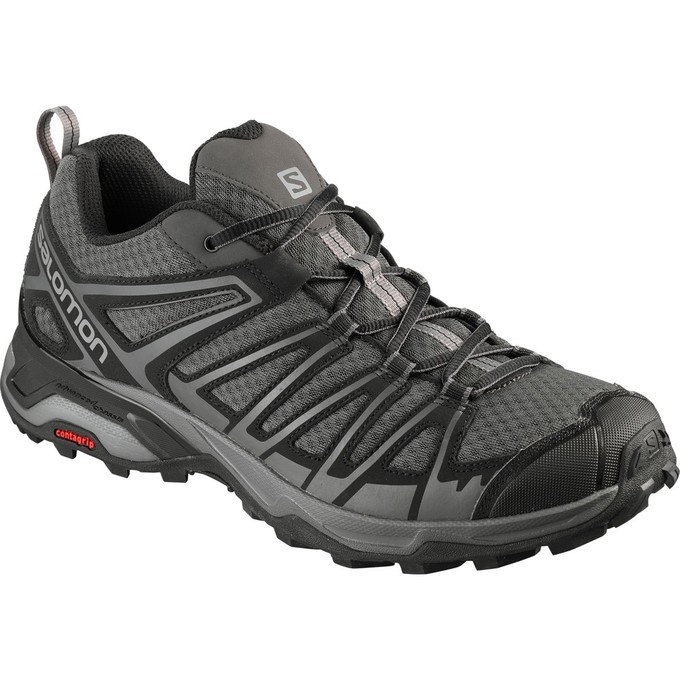 Men\'s Salomon X ULTRA 3 PRIME Hiking Shoes Silver / Black | WGBRZQ-268
