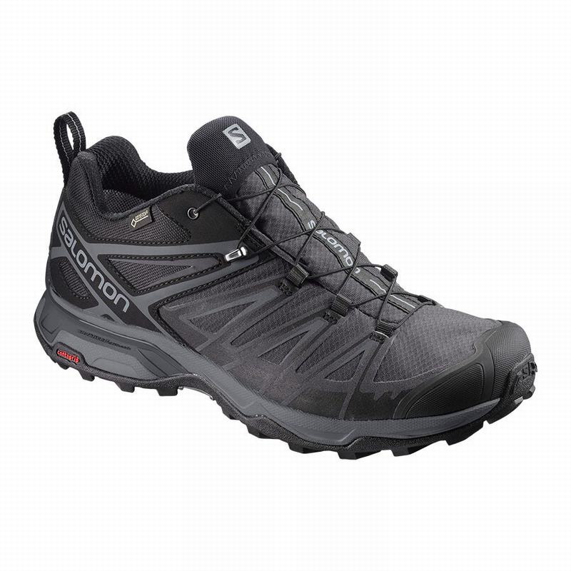 Men\'s Salomon X ULTRA 3 WIDE GORE-TEX Hiking Shoes Black | LUIMRH-410