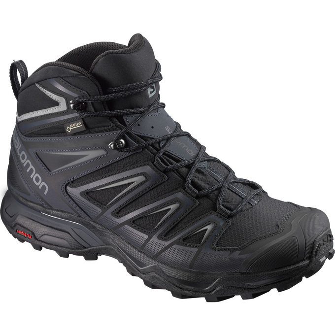 Men\'s Salomon X ULTRA 3 WIDE MID GTX Hiking Shoes Black | QIEMXN-450