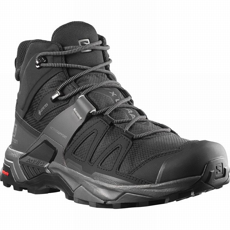 Men's Salomon X ULTRA 4 MID GORE-TEX Hiking Boots Black / Blue | EKYRFP-596