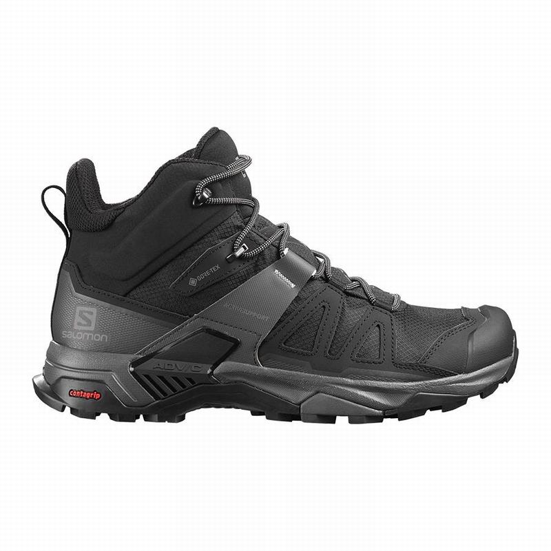Men\'s Salomon X ULTRA 4 MID GORE-TEX Hiking Boots Black / Blue | EKYRFP-596