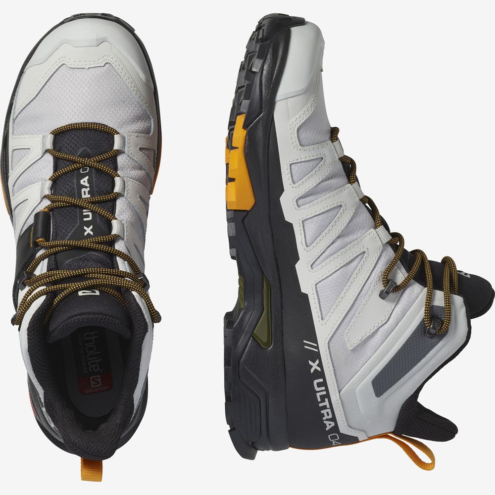 Men's Salomon X ULTRA 4 MID GORE-TEX Hiking Boots Sliver | QYFNHG-958