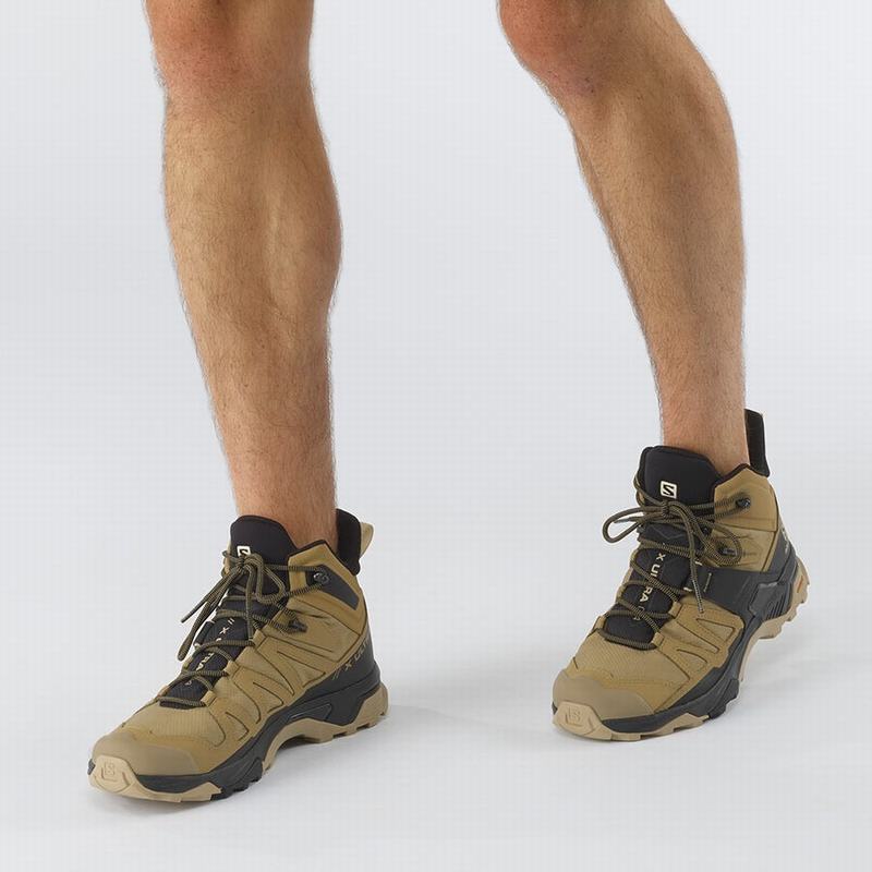 Men's Salomon X ULTRA 4 MID GORE-TEX Hiking Boots Brown / Black | TGWPLC-740
