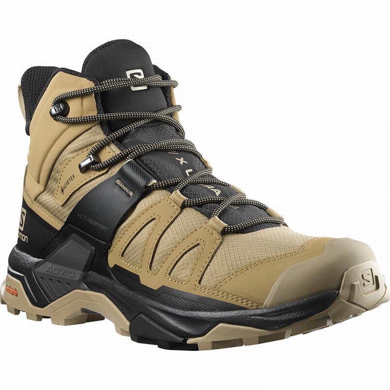 Men's Salomon X ULTRA 4 MID GORE-TEX Hiking Boots Brown / Black | TGWPLC-740